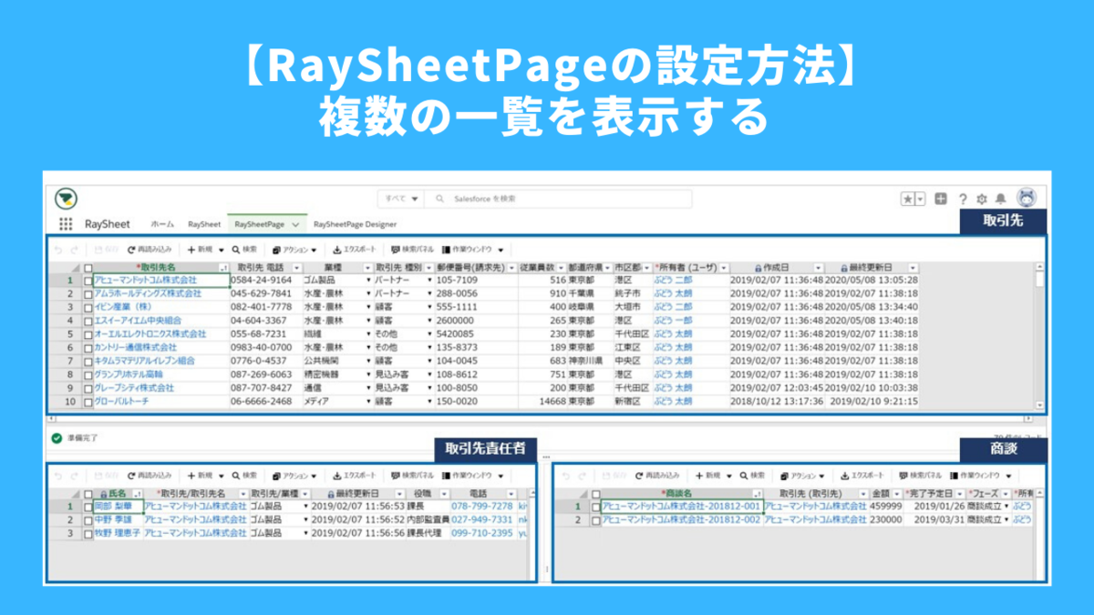 Salesforceの画面カスタマイズをノーコードで ―RaySheetPage Designerで複数の一覧を表示する方法―