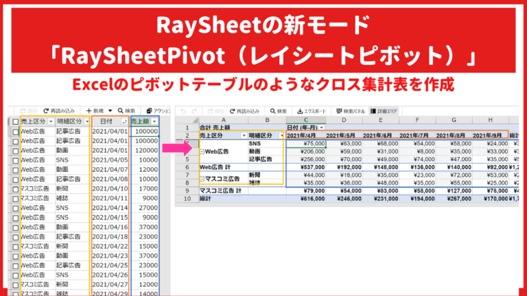 新機能 「RaySheetPivot」はSalesforceでクロス集計が可能！予実集計や予算管理に